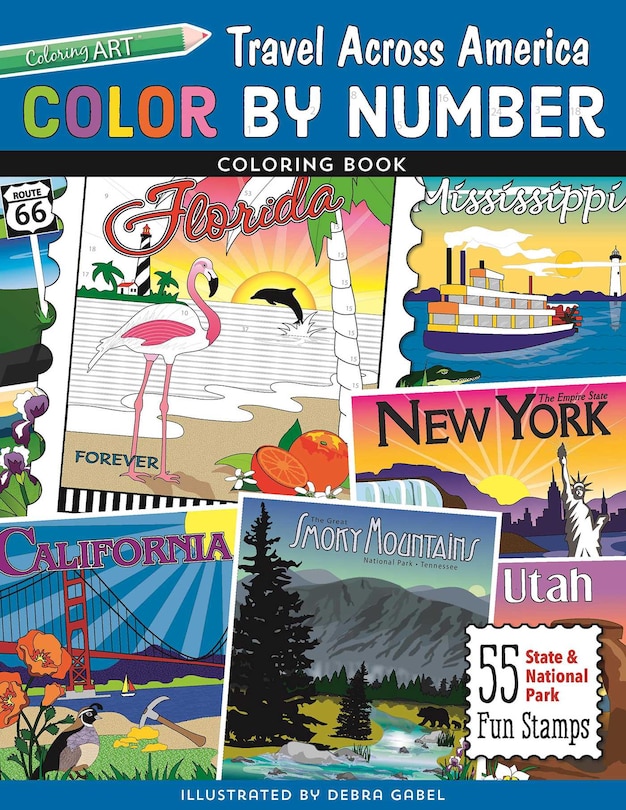 Couverture_Color by Number Travel Across America Coloring Book