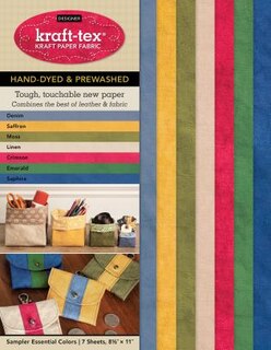 Kraft-tex Sampler Essential Colors Hand-dyed & Prewashed: Kraft Paper Fabric, 7-sheets 8.5 X 11