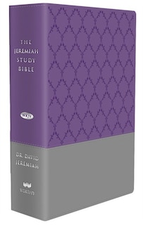 Front cover_The Jeremiah Study Bible, NKJV: (Purple & Gray burnished w/ decorative pattern) LeatherLuxe®