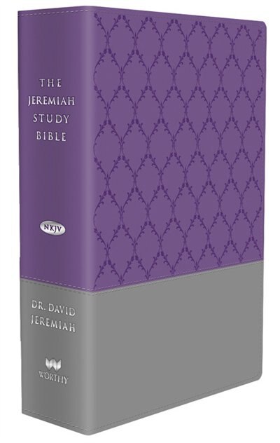 Front cover_The Jeremiah Study Bible, NKJV: (Purple & Gray burnished w/ decorative pattern) LeatherLuxe®