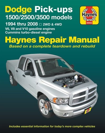 Front cover_Dodge 1500, 2500 & 3500 Pick-ups (94-08) with V6, V8 & V10 Gas & Cummins turbo-diesel, 2WD & 4WD Haynes Repair Manual (Does not include specific to SRT-10 models).