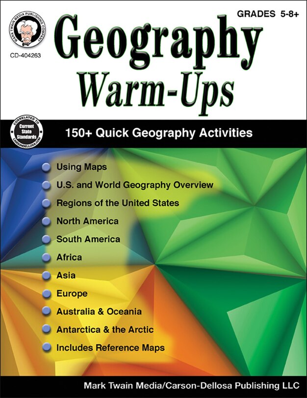 Front cover_Geography Warm-Ups, Grades 5-8