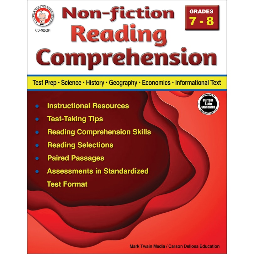 Front cover_Nonfiction Reading Comprehension Workbook, Grades 7 - 8