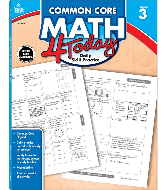Couverture_Common Core Math 4 Today, Grade 3