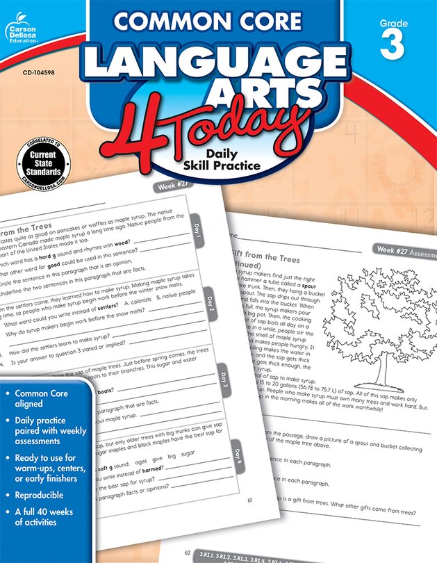 Front cover_Common Core Language Arts 4 Today, Grade 3