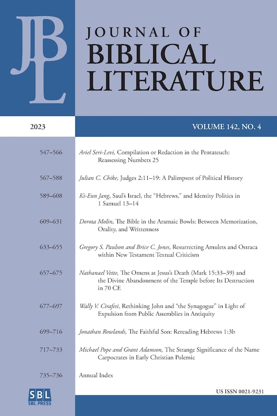 Front cover_Journal of Biblical Literature 142.4 (2023)