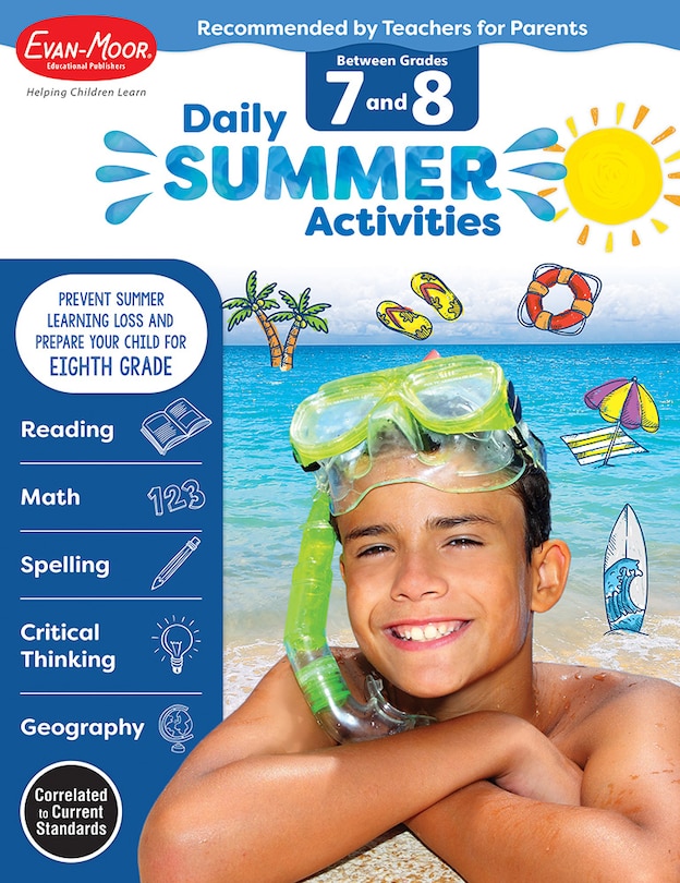 Front cover_Daily Summer Activities: Between 7th Grade and 8th Grade, Grade 7 - 8 Workbook