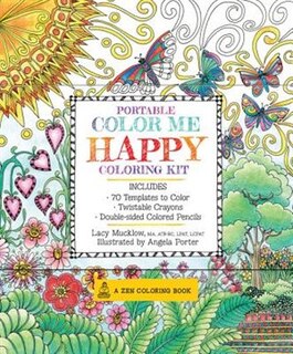 Portable Color Me Happy Coloring Kit: Includes Book, Colored Pencils And Twistable Crayons