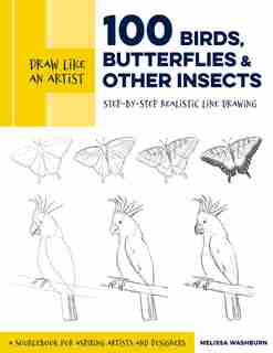 Draw Like An Artist: 100 Birds, Butterflies, And Other Insects: Step-by-step Realistic Line Drawing - A Sourcebook For Aspiring Artists And Designers by Melissa Washburn