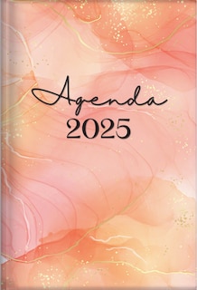 Front cover_The Treasure of Wisdom - 2025 Daily Agenda - Marbled Pink & Gold