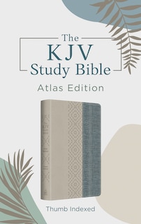 The KJV Study Bible: Atlas Edition, Thumb Indexed [Taupe & Denim Crosshatch]