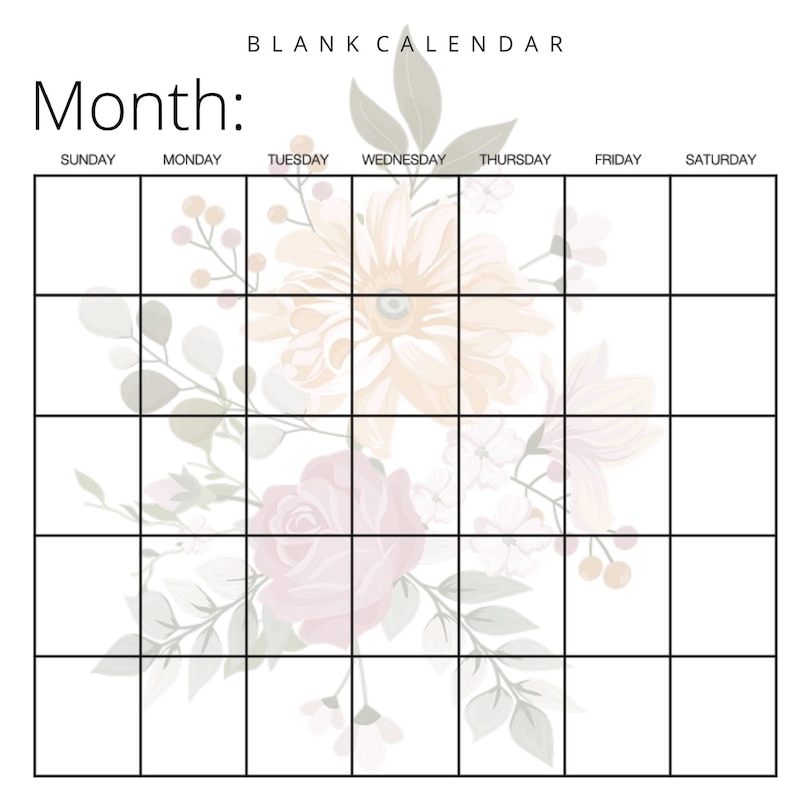 Blank Calendar: Pretty Flowers, Undated Planner For Organizing, Tasks, Goals, Scheduling, Diy Calendar Book