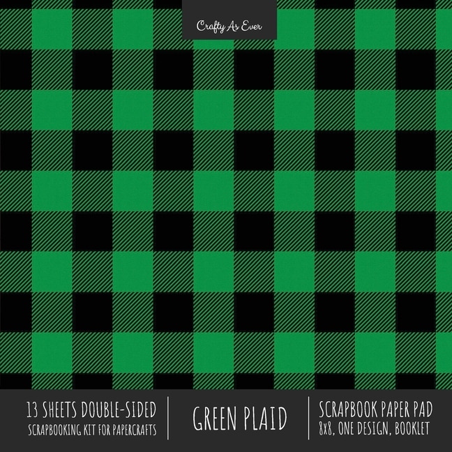 Front cover_Green Plaid Scrapbook Paper Pad 8x8 Decorative Scrapbooking Kit for Cardmaking Gifts, DIY Crafts, Printmaking, Papercrafts, Check Pattern Designer Paper