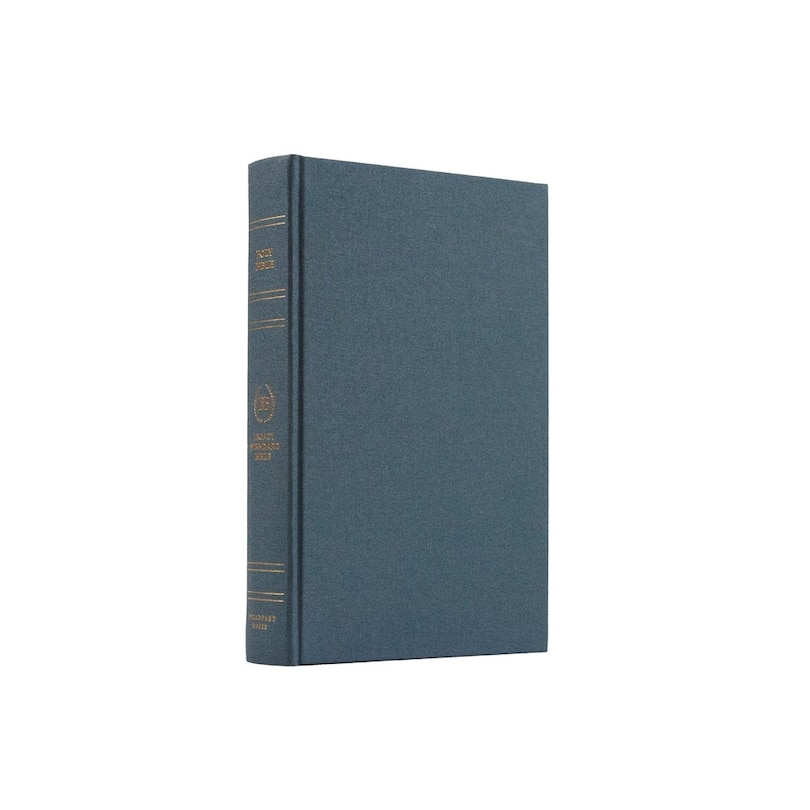 Front cover_Legacy Standard Bible, Handy Size, Hardcover Blue Grey Linen Red Letter