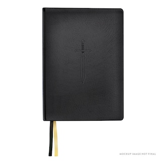Couverture_LSB, Handy Size, Inside Column Reference, Paste-Down Black Faux Leather Sword, Red Letter