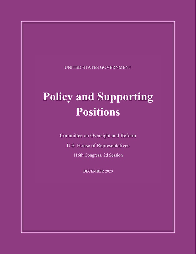 Front cover_United States Government Policy And Supporting Positions (plum Book) 2020