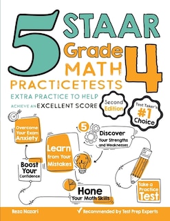 Couverture_5 STAAR Grade 4 Math Practice Tests