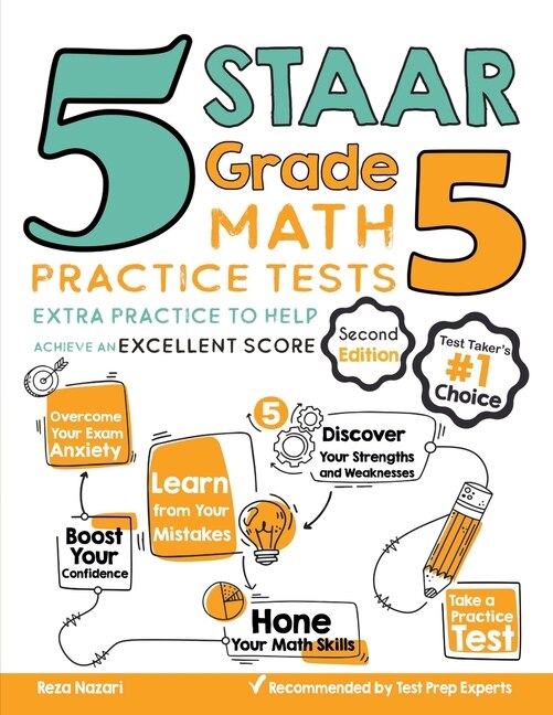 Couverture_5 STAAR Grade 5 Math Practice Tests