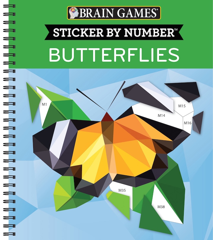 Front cover_Brain Games - Sticker by Number: Butterflies (28 Images to Sticker)