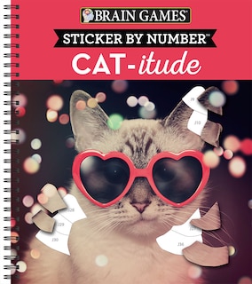 Front cover_Brain Games - Sticker by Number: Cat-Itude (25 Images to Sticker)
