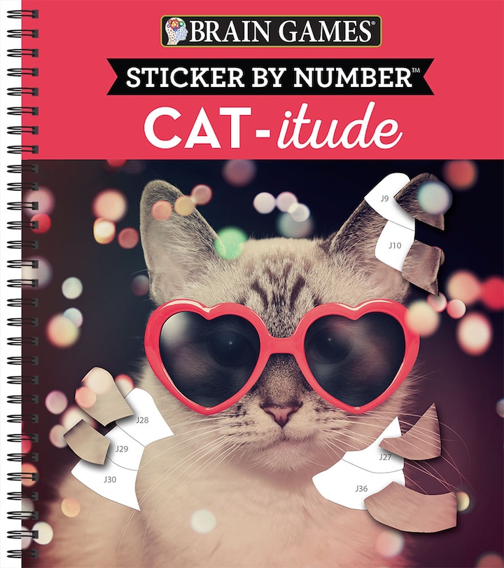 Front cover_Brain Games - Sticker by Number: Cat-Itude (25 Images to Sticker)