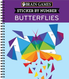 Front cover_Brain Games - Sticker by Number: Butterflies (14 Images to Sticker)