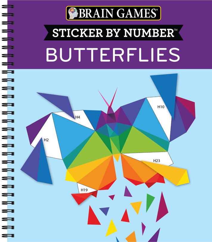 Front cover_Brain Games - Sticker by Number: Butterflies (14 Images to Sticker)