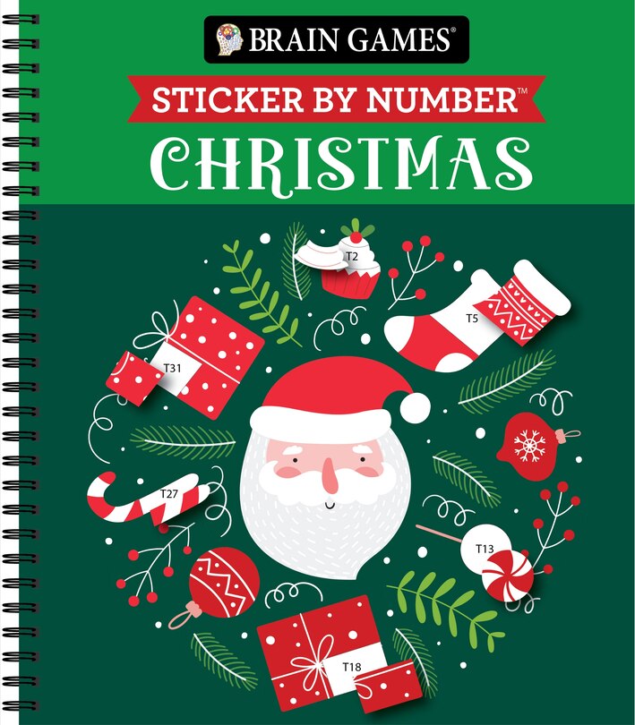 Couverture_Brain Games - Sticker by Number: Christmas (28 Images to Sticker - Santa Cover - Bind Up)