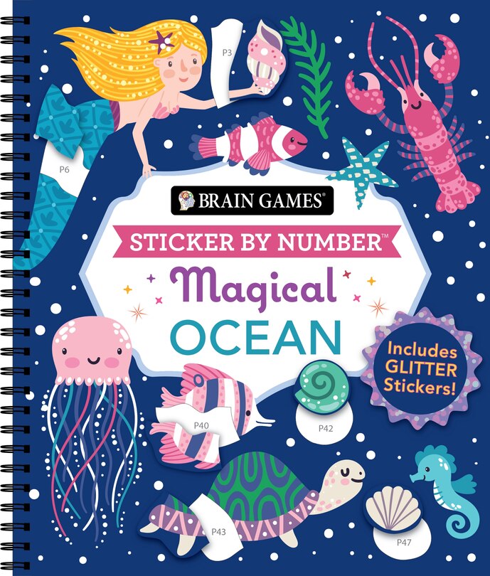 Front cover_Brain Games - Sticker by Number: Magical Ocean (20 Images to Sticker)