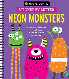 Front cover_Brain Games - Sticker by Letter: Neon Monsters (20 Images to Sticker + Jokes!)