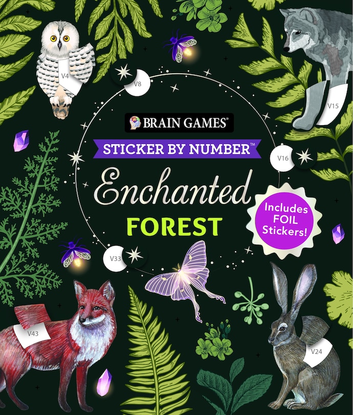 Front cover_Brain Games - Sticker by Number: Enchanted Forest (24 Images to Sticker)
