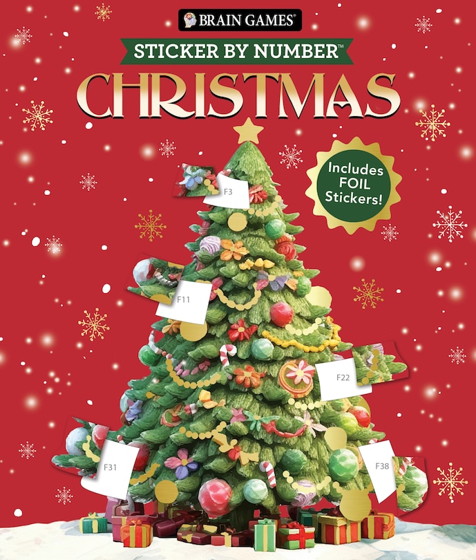 Couverture_Brain Games - Sticker by Number: Christmas (24 Images to Sticker - Watercolor Tree Cover)