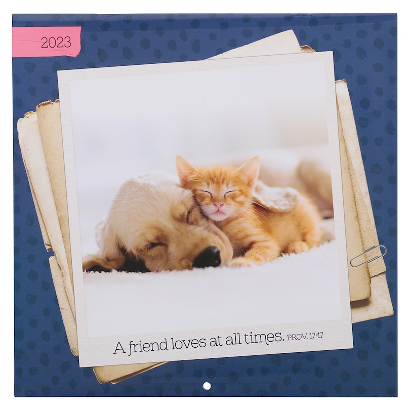 Couverture_Christian Art Gifts Inspirational 2023 Pet Dogs & Cats 12-Month Wall Calendar for Men, Women & Children: A Friend Loves - Cute Faith-based Puppy & Kitten Themed w/Monthly Scripture, Large, 10x10