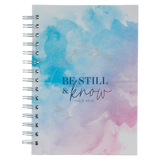Front cover_Journal Spiral Blue/Purple Watercolor Be Still Ps. 46:10