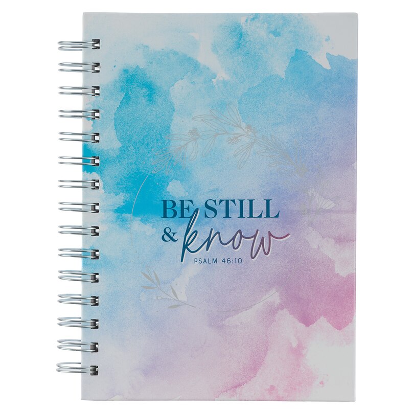 Front cover_Journal Spiral Blue/Purple Watercolor Be Still Ps. 46:10