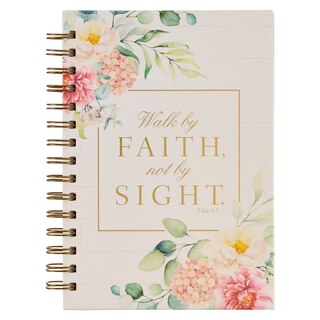 Front cover_Journal Wirebound White Floral Walk by Faith 2 Cor. 5:7