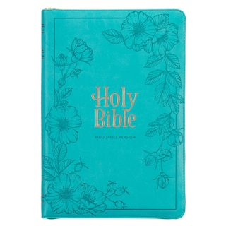 Front cover_KJV Bible Thinline LP Faux Leather, Teal w/zipper