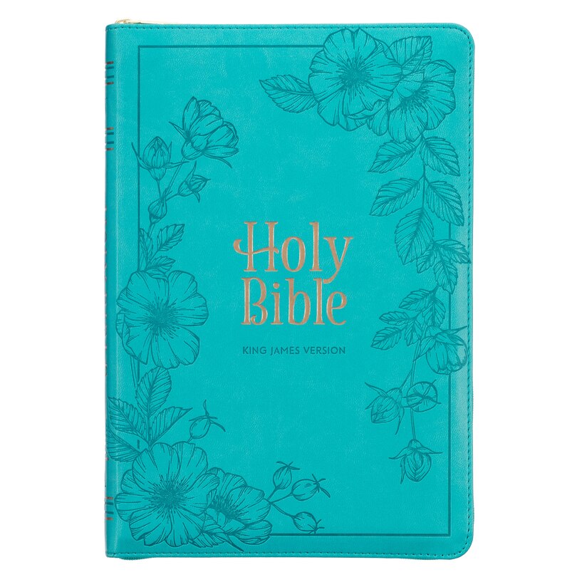 Front cover_KJV Bible Thinline LP Faux Leather, Teal w/zipper