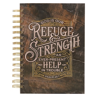 Front cover_Journal Wirebound Brown Refuge & Strength Ps. 46:1
