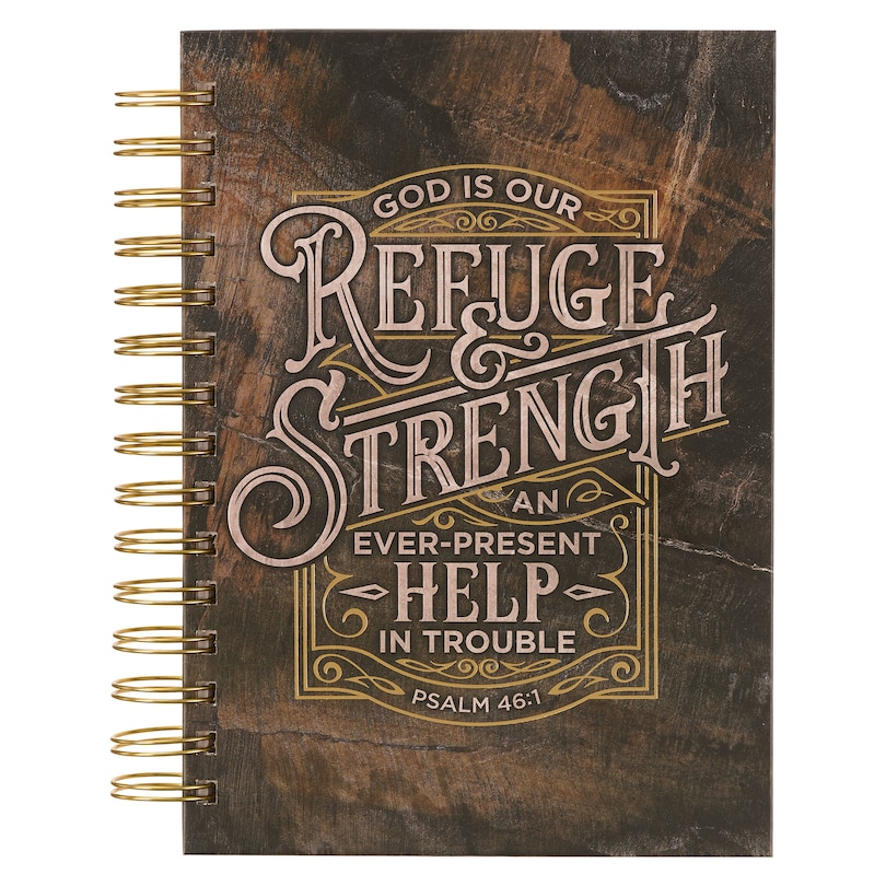 Front cover_Journal Wirebound Brown Refuge & Strength Ps. 46:1