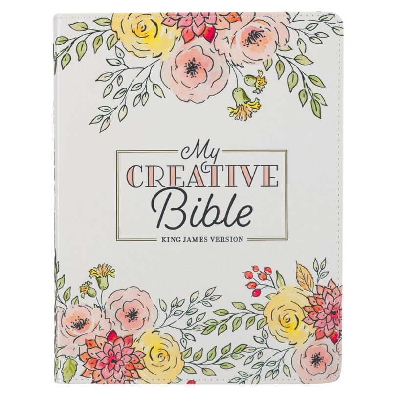 Couverture_KJV My Creative Bible Faux Leather, White Floral Printed