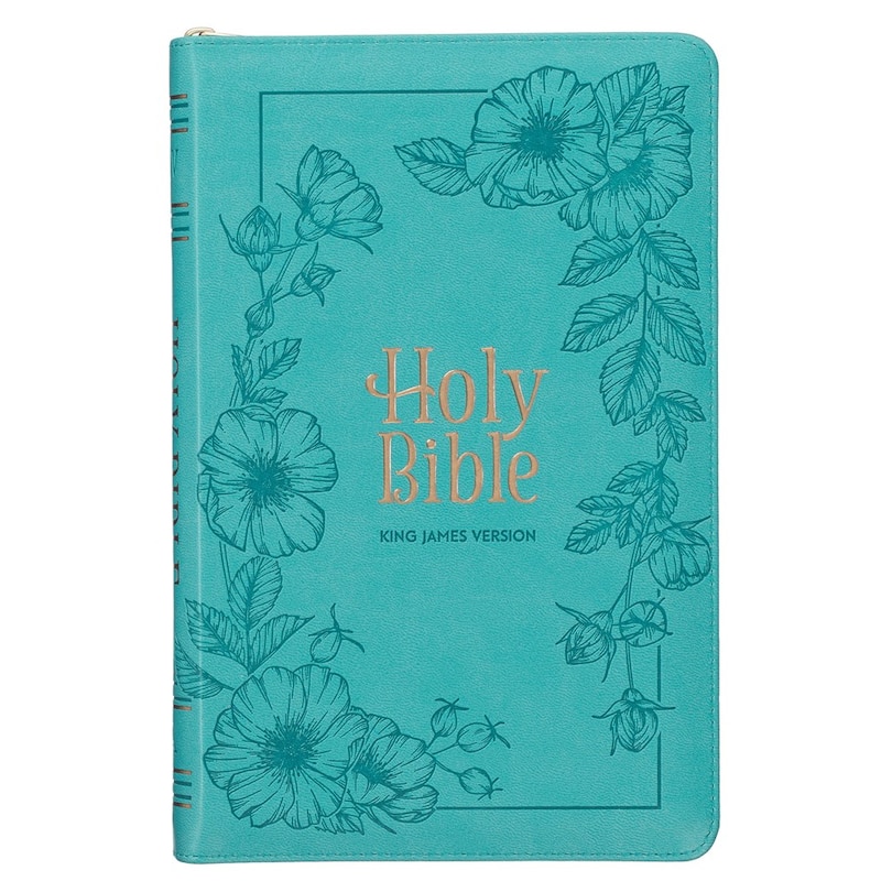 Couverture_KJV Bible Deluxe Gift Faux Leather, Teal Floral w/zipper