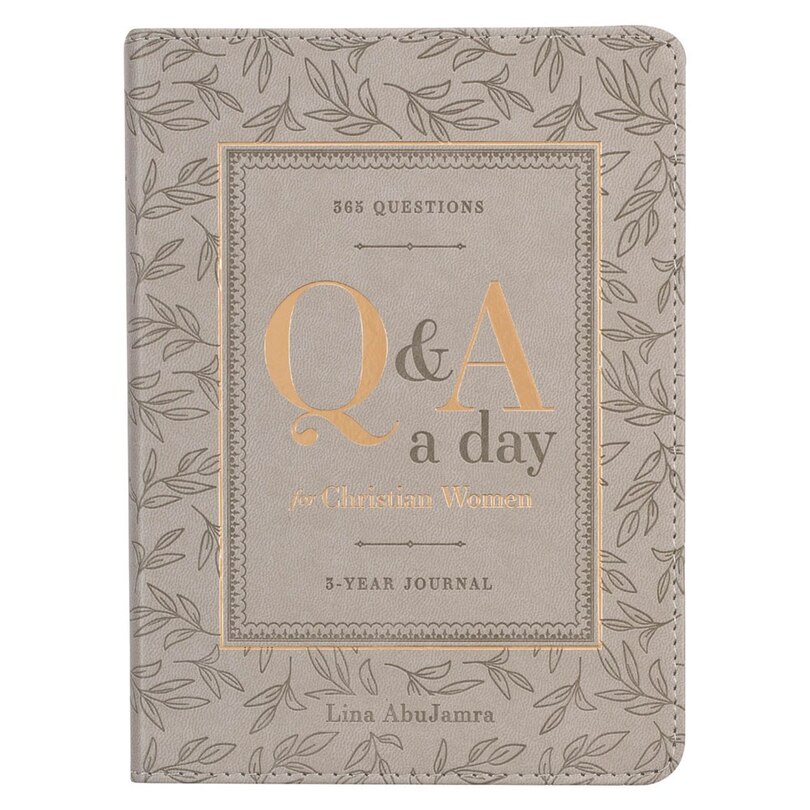 Front cover_Prompted Faux Leather 3-Year Q & A Journal Taupe