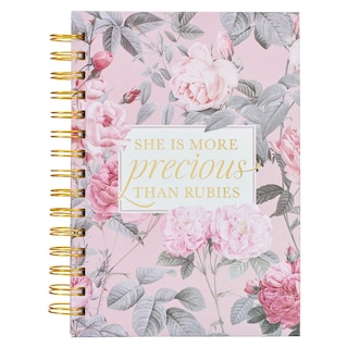 Front cover_Journal Spiral-bound Pink Floral More Precious Than Rubies Prov. 31:10
