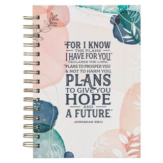 Front cover_Journal Spiral White Abstract/Leaves Plans Jer. 29:11