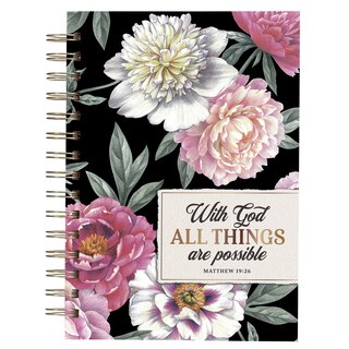 Front cover_Journal Wirebound Black Floral All Things Matt. 19:26