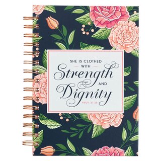 Couverture_Journal Spiral Navy Floral Strength & Dignity Prov. 31:25