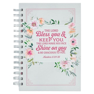 Front cover_Journal Spiral-bound Floral/Stripes Bless You Num. 6:24-25