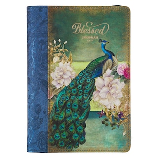 Front cover_Journal Classic Zip Blue/Peacock Printed Blessed Jer. 17:7