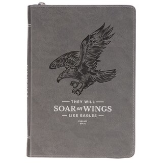 Front cover_Journal Classic Zip Gray Wings Like Eagles Isaiah 40:31